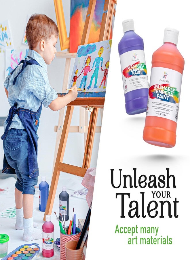 Positive Art Washable Paint for Kids - (8 Colors, 16 oz Each) Made in USA, Non-Toxic Tempera Paint Set - Bulk Classroom Paints for Students, Finger Painting, School Use - 8 Pack - Image 4